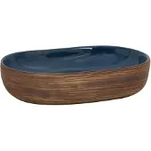 vidaXL Opzetwasbak ovaal 59x40x14 cm keramiek bruin en blauw