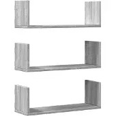 vidaXL Wandschappen 3 st 58x18x18 cm bewerkt hout grijs sonoma eiken