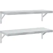 vidaXL Wandschappen 2 st 75x30 cm roestvrijstaal zilverkleurig
