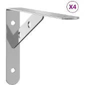 vidaXL Plankdragers 4 st 20x2,5x14 cm roestvrijstaal zilverkleurig