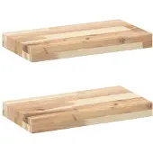 vidaXL Wandschappen 2 st zwevend 40x20x4 cm onbehandeld acaciahout