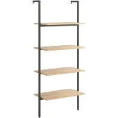 vidaXL Ladderrek met 4 schappen 64x35x152,5 cm lichtbruin en zwart