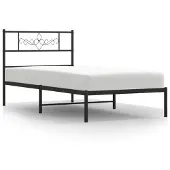 vidaXL Bedframe met hoofdbord metaal zwart 100x200 cm
