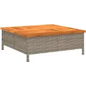 DKD Home Decor Tuintafel, grijs, 70x70x25 cm, van riet en acaciahout