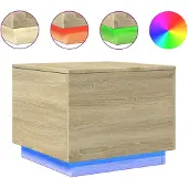 vidaXL Salontafel met LED-verlichting, Sonoma-eikenhout, 50x50x40 cm