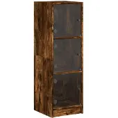 vidaXL Hoge kast met glazen deuren 35x37x109 cm gerookt eikenkleurig