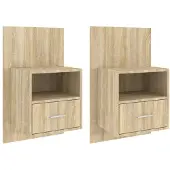 vidaXL Nachtkastjes 2 st wandgemonteerd sonoma eikenkleurig