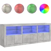vidaXL Dressoir met LED-verlichting, betonkleur, 181,5 x 37 x 67 cm