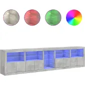 vidaXL Dressoir met LED-verlichting, betonkleur, 283x37x67 cm