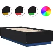 vidaXL Bedframe met LED-verlichting bewerkt hout zwart 90x200 cm
