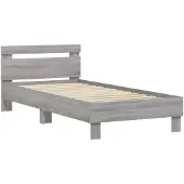 vidaXL Bedframe met hoofdeinde bewerkt hout grijs sonoma 90x200 cm