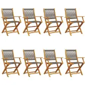 vidaXL Opklapbare stoelen, 8 stuks, grijs, massief acaciahout