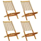 vidaXL Klapstoelen, 4 stuks, beige, massief acaciahout