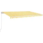 vidaXL Luifel handmatig uittrekbaar met LED 500x300 cm geel en wit