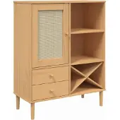 vidaXL Hoge kast SENJA 90x40x112 cm rattan look grenenhout bruin