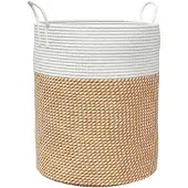 vidaXL Opbergmand Ø 38x46 cm katoen bruin en wit