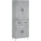 vidaXL Hoge kast 69,5x34x180 cm bewerkt hout betongrijs