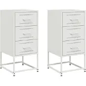 vidaXL Nachtkastjes 2 st 36x39x78 cm staal wit