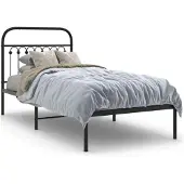 vidaXL Bedframe met hoofdbord metaal zwart 90x200 cm