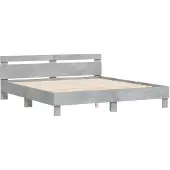 vidaXL Bedframe met hoofdeinde bewerkt hout betongrijs 160x200 cm