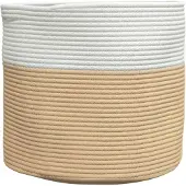 vidaXL Opbergmand Ø 40x35 cm katoen beige en wit