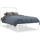 vidaXL Bedframe met hoofdbord metaal wit 100x190 cm
