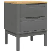 vidaXL Nachtkastje FLORO 45x39x57 cm massief grenenhout grijs