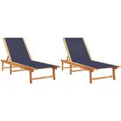 vidaXL Ligbedden 2 st massief acaciahout en textileen blauw