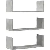 vidaXL Wandschappen 3 st 58x18x18 cm bewerkt hout betongrijs