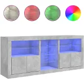 vidaXL Dressoir met LED-verlichting 181,5x37x67 cm betongrijs