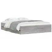 vidaXL Bedframe met lades bewerkt hout grijs sonoma eiken 140x200 cm