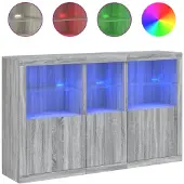 vidaXL Dressoir met LED-verlichting 162x37x100 cm grijs sonoma eiken