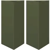 vidaXL Plantenbakken 2 st driehoek 40x34,5x75 cm staal olijfgroen