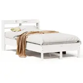 vidaXL Massief houten bed zonder matras, wit, 75x190 cm, van grenenhout