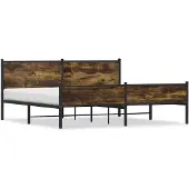 vidaXL Bedframe zonder matras metaal gerookt eikenkleurig 193x203 cm