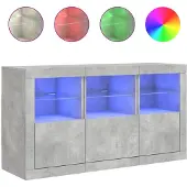 vidaXL Dressoir met LED-verlichting 123x37x67 cm betongrijs