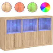 vidaXL Dressoir met LED-verlichting 181,5x37x100 cm sonoma eikenkleur