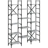vidaXL Boekenkast 127,5x28,5x172,5 cm bewerkt hout grijs sonoma eiken