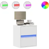 vidaXL Nachtkastjes met LED's 2 st wandgemonteerd wit