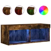 DKD Home Decor Tv-meubel met LED-verlichting 80x30x30 cm gerookt eikenkleurig