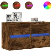 vidaXL Tv-wandmeubels met LED 2 st 41x31x45 cm gerookt eikenkleurig