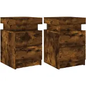 vidaXL Nachtkastjes met LED-verlichting 2 st 35x39x55 cm gerookt eiken