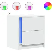 vidaXL Nachtkastjes met LED-verlichting 2 st bewerkt hout wit