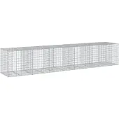 vidaXL Gabion met deksel, 550x100x100 cm, verzinkt staal