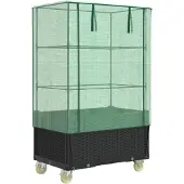 vidaXL Verhoogde plantenbak met opzetstuk en wielen, rattanlook, 80x50x182 cm