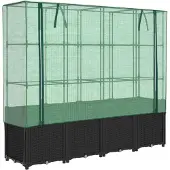 vidaXL Verhoogde tuinbed met kasafdekking, rattanlook, 160x40x153 cm