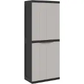 vidaXL Tuinkast 65x37x165 cm polypropeen grijs en zwart