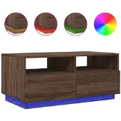vidaXL Salontafel met LED-verlichting 90x49x40 cm bruin eikenkleur