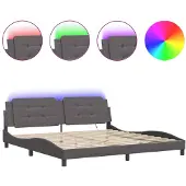 vidaXL Bedframe met LED-verlichting, zonder matras, "Zadar", grijs, 200x200 cm