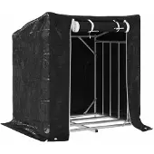 vidaXL Haardhoutrek met regenhoes 100,5x80,5x110,5 cm staal
